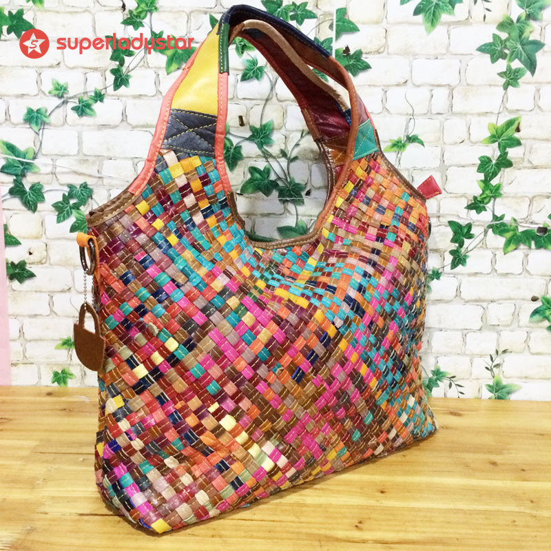 Stylish Handmade Woven Leather Cross Body Bag
