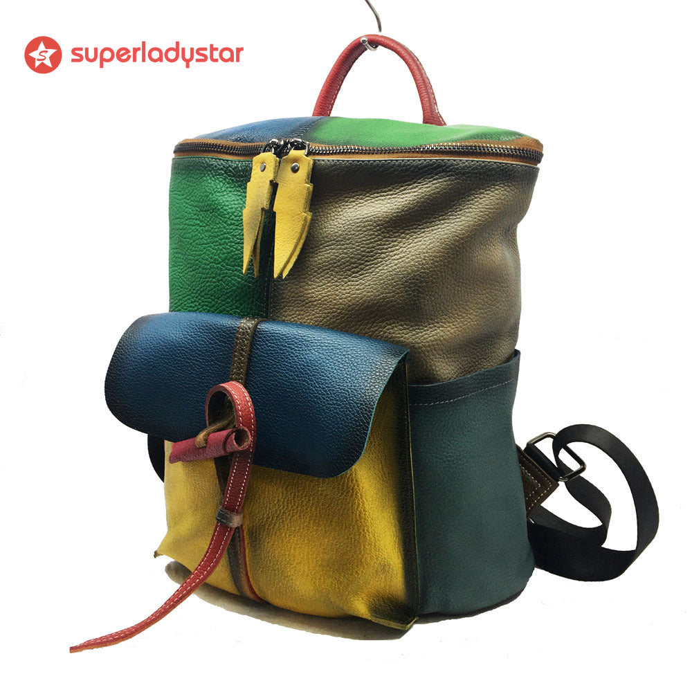 Retro Leather Rubbed Cowhide Bucket Bag