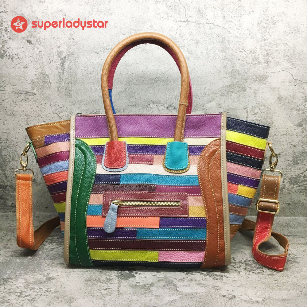 Handmade Large Patchwork Smiley Handbag