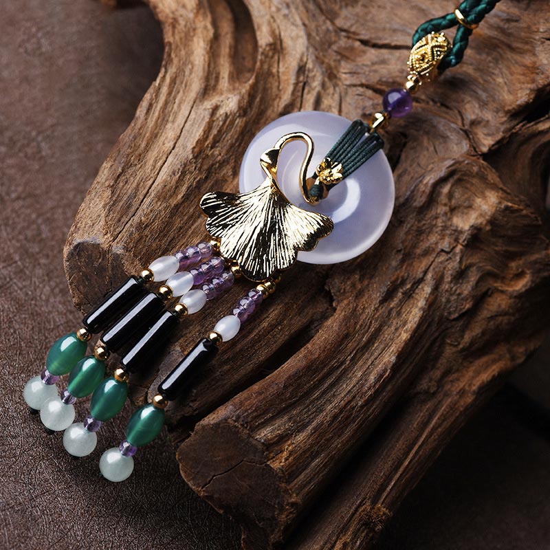Ginkgo Leaf Agate Bead Necklace