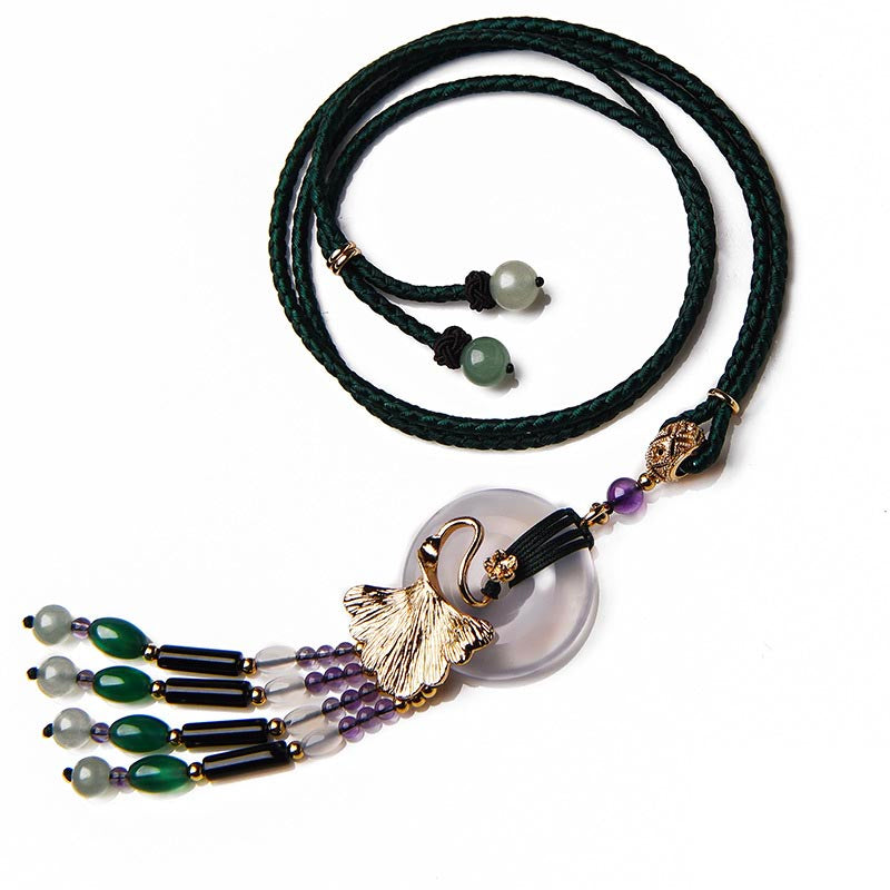 Ginkgo Leaf Agate Bead Necklace