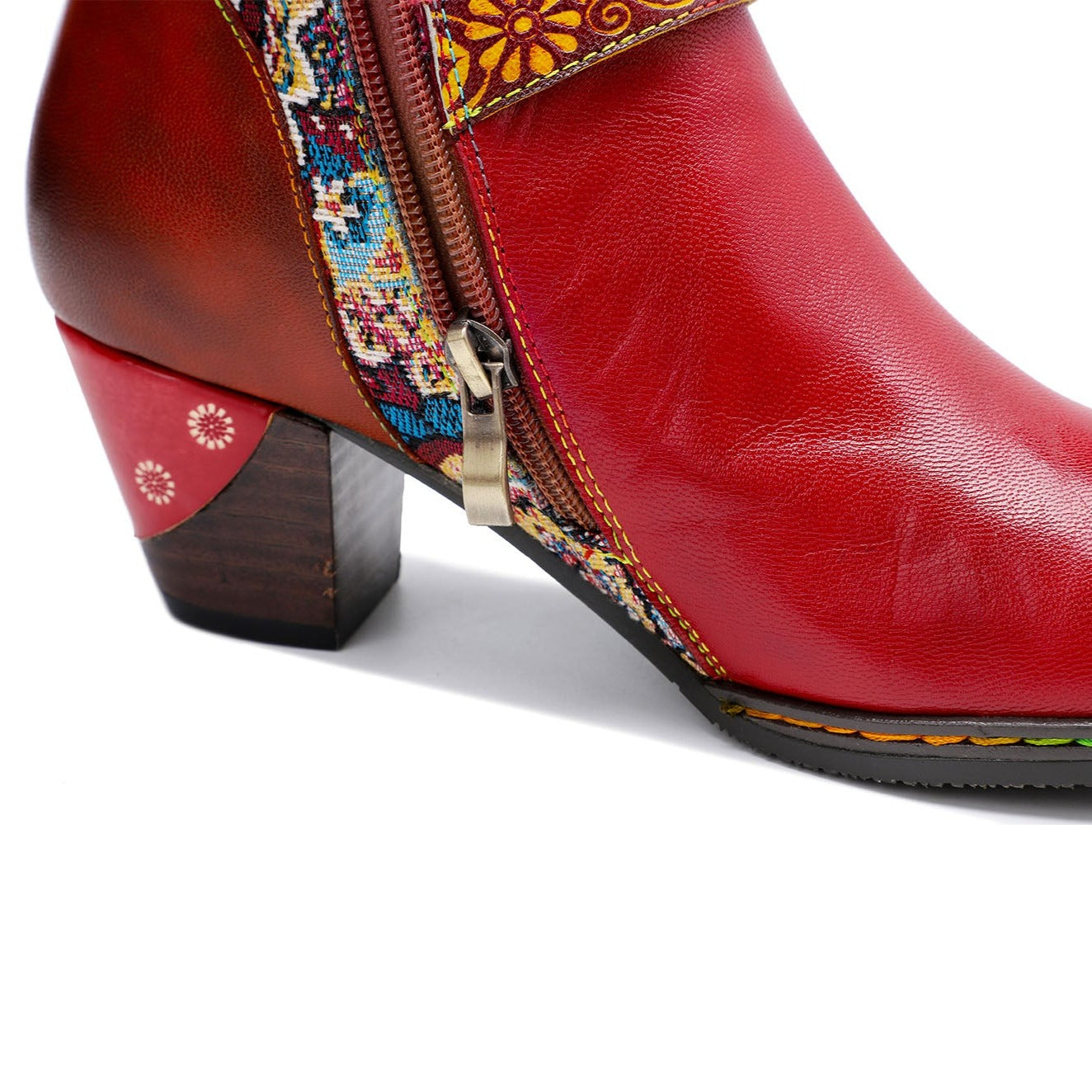Botas de gravação florais feitas à mão vintage