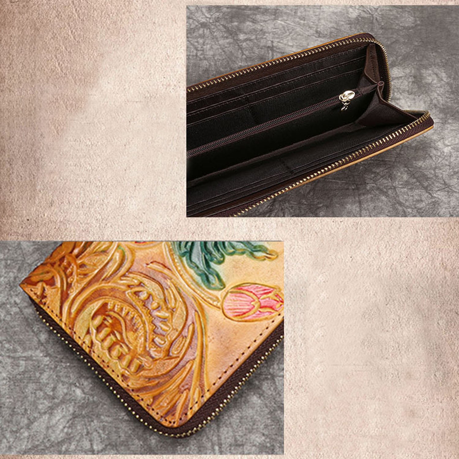 Retro Embossing Handmade Fish Pattern Wallet