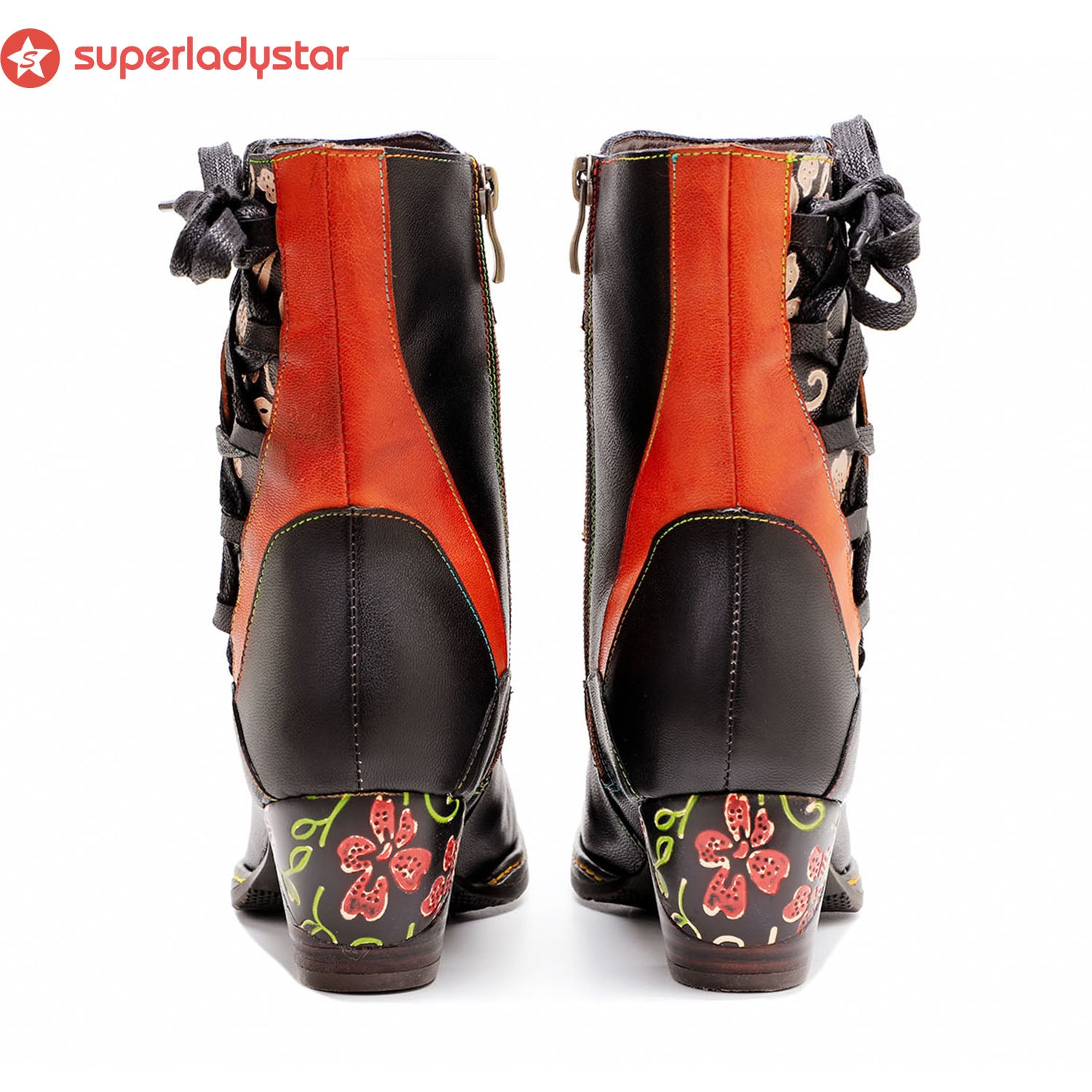 Botas de tornozelo ajustáveis em couro