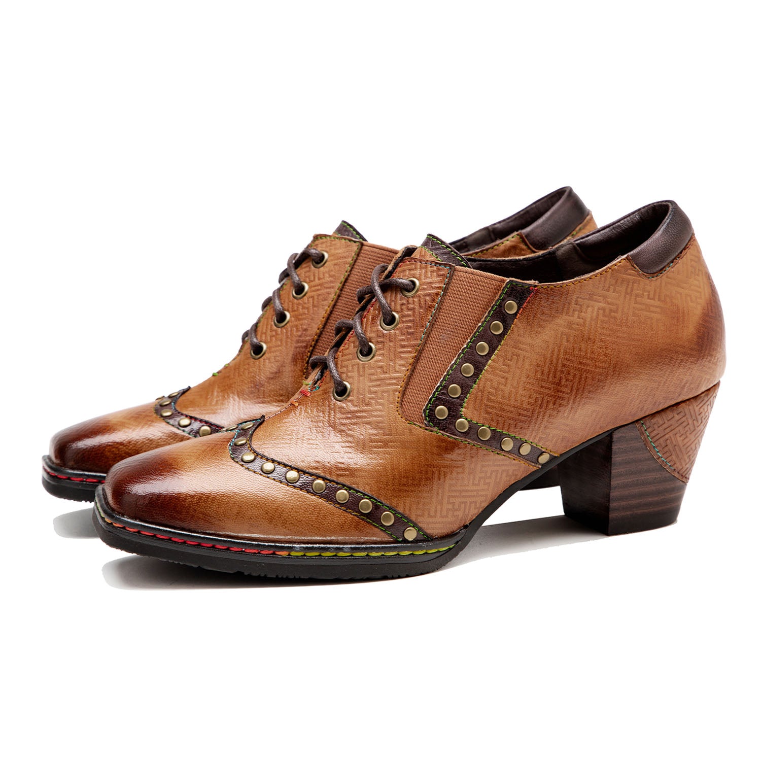 Retro Hand-printed Leather Pumps â superladystar