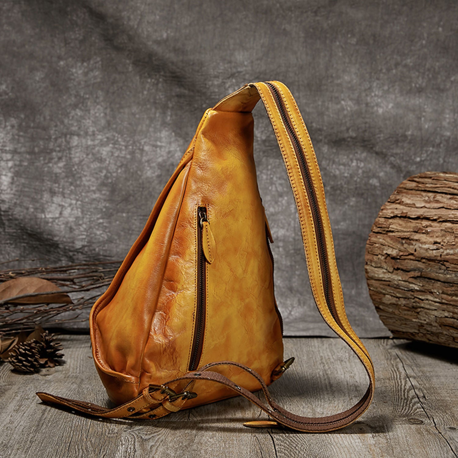 Retro handgefertigte Leder -Crossbody -Tasche