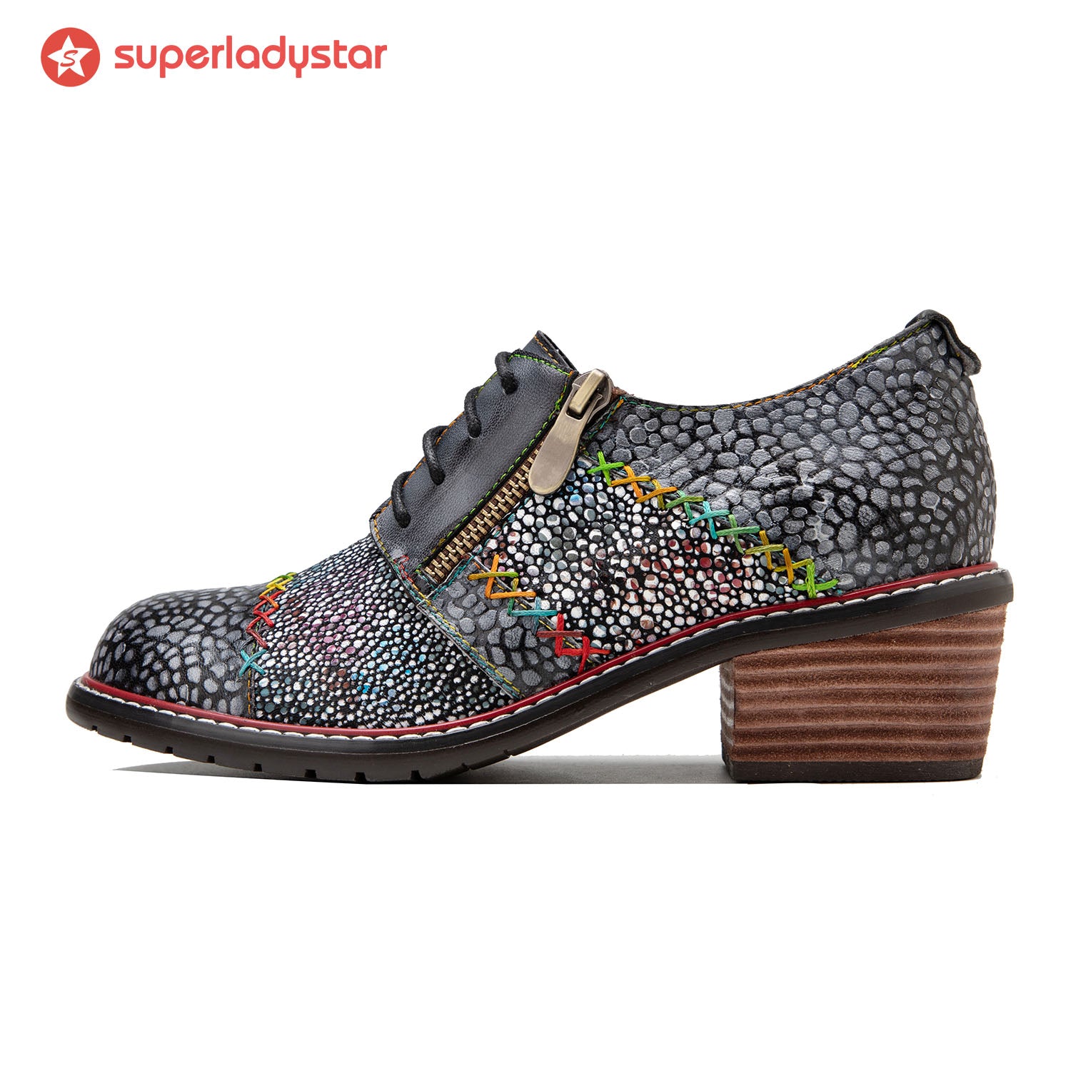 Sapatos planos de moda de couro feitos à mão vintage