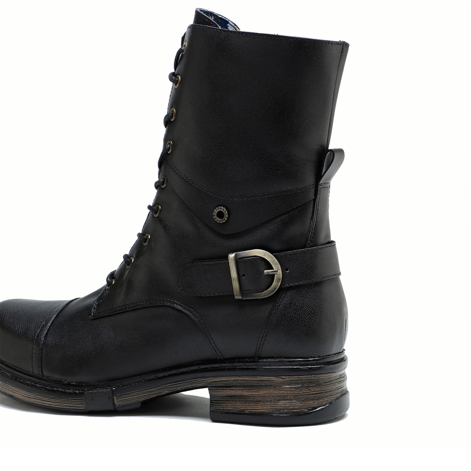 Comfortable Genuine Leather Boots With Laces And Inside Zippers