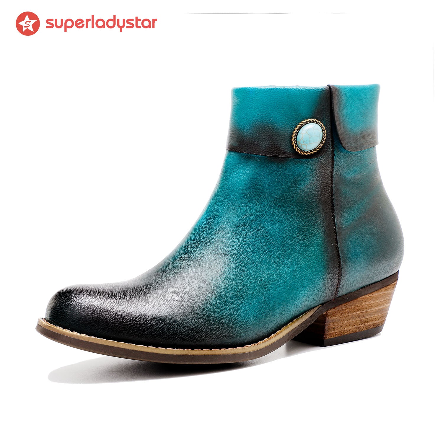 Round Toe Pure Color Low Heel Booties