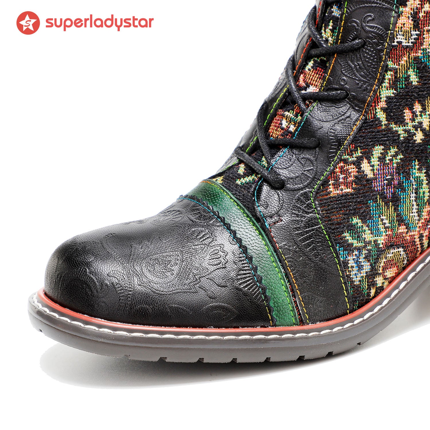 Botas florais deslumbrantes à mão vintage