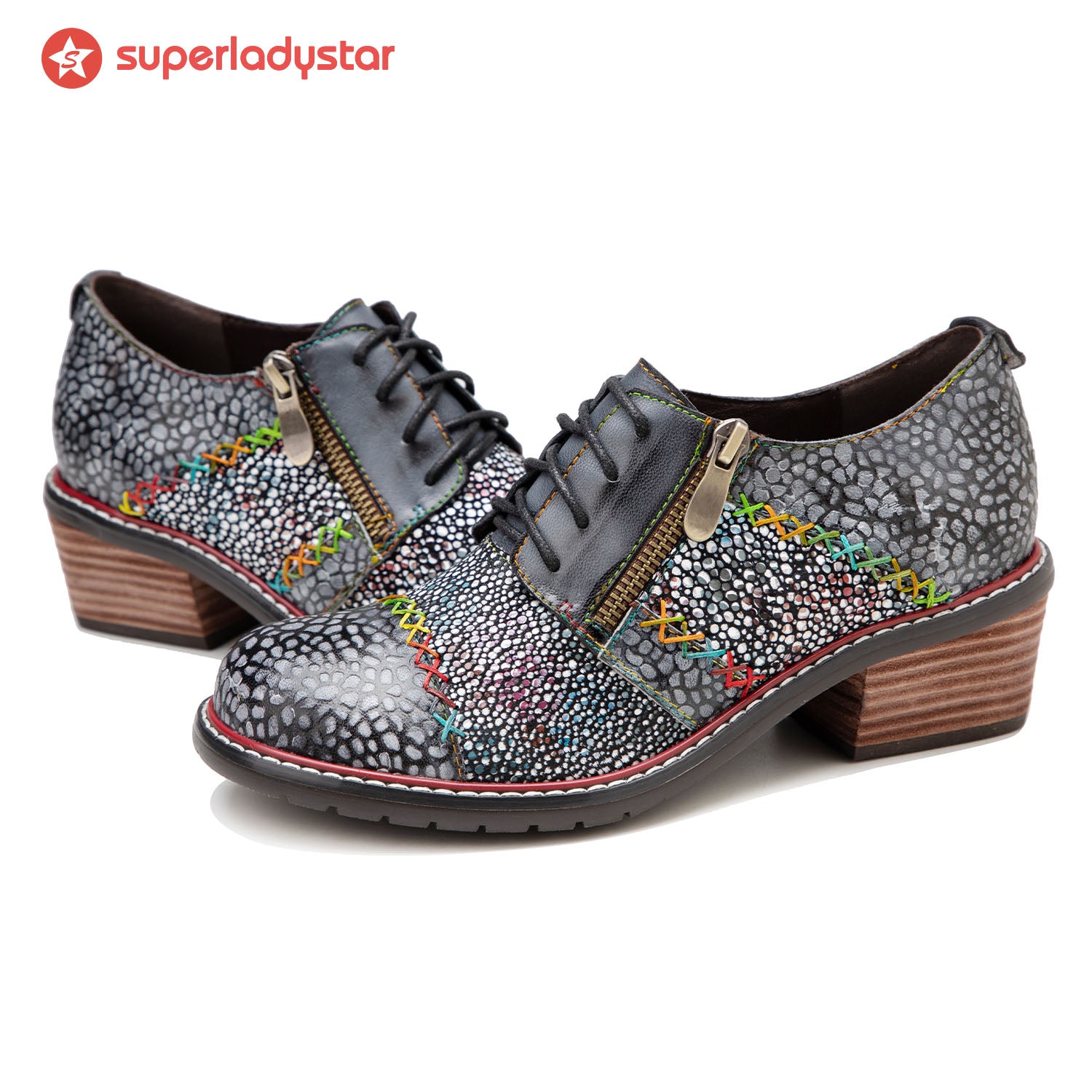 Sapatos planos de moda de couro feitos à mão vintage
