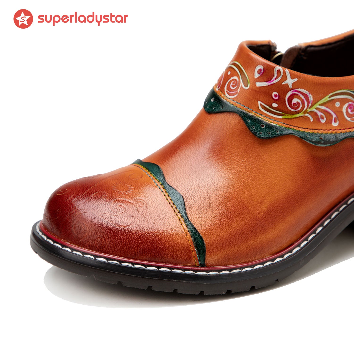 Sapatos planos de moda de couro feitos à mão vintage