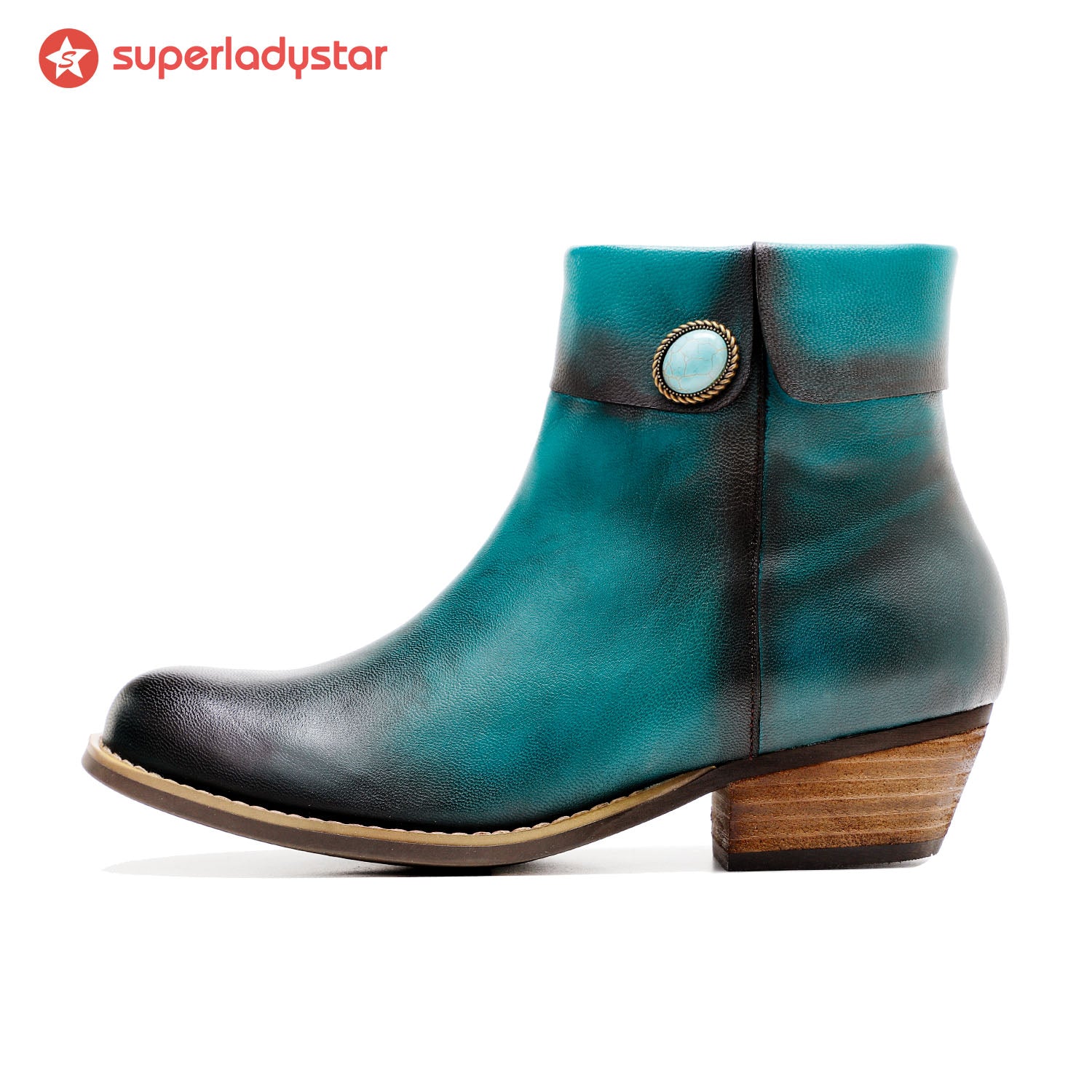 Round Toe Pure Color Low Heel Booties