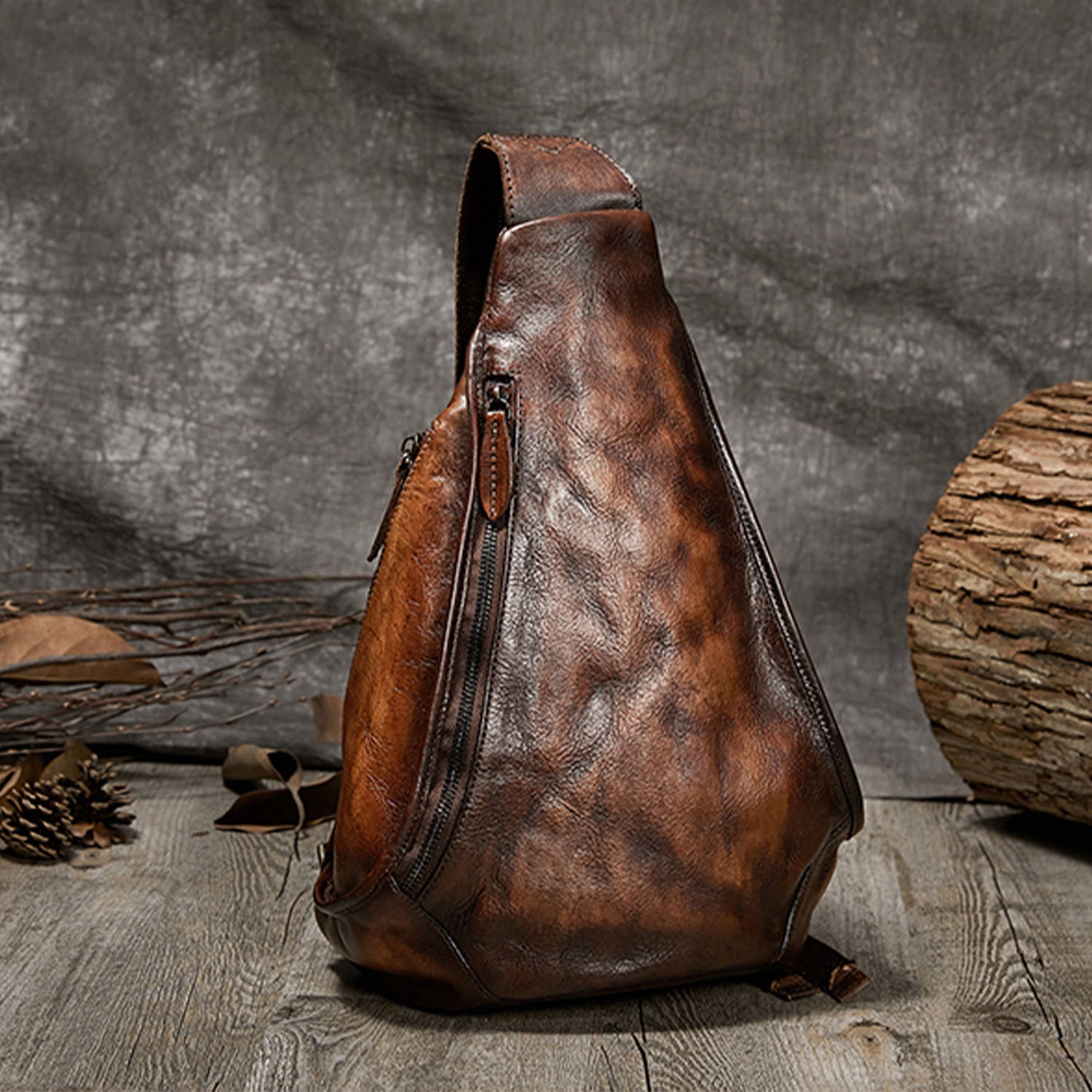 Retro handgefertigte Leder -Crossbody -Tasche
