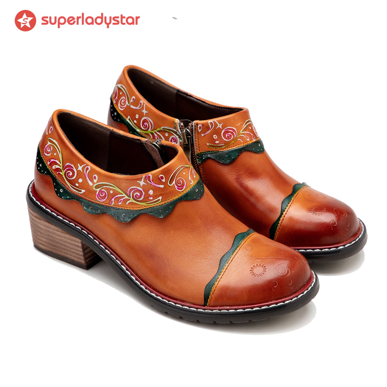 Sapatos planos de moda de couro feitos à mão vintage