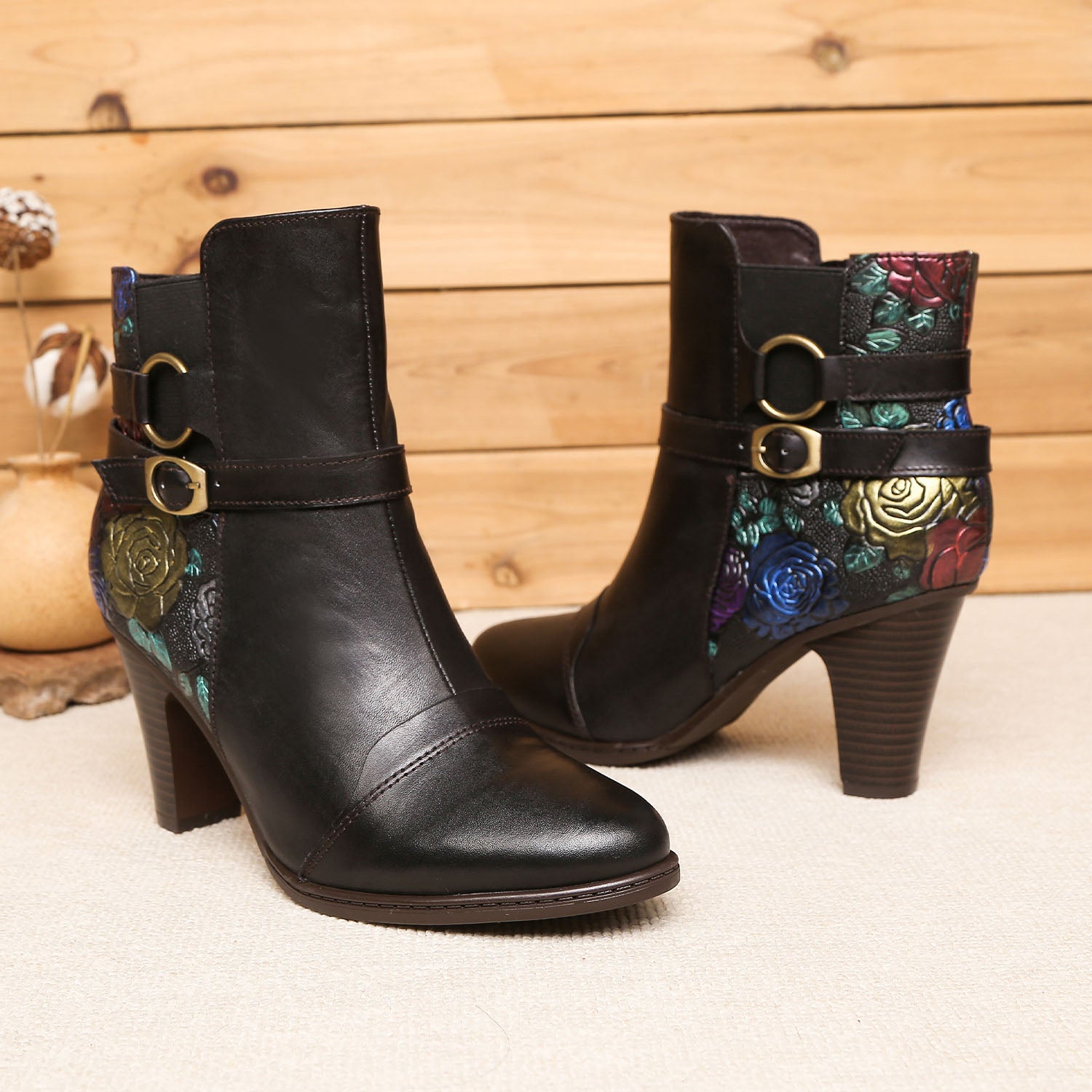 Botas de tornozelo ajustáveis feitas à mão feitas à mão