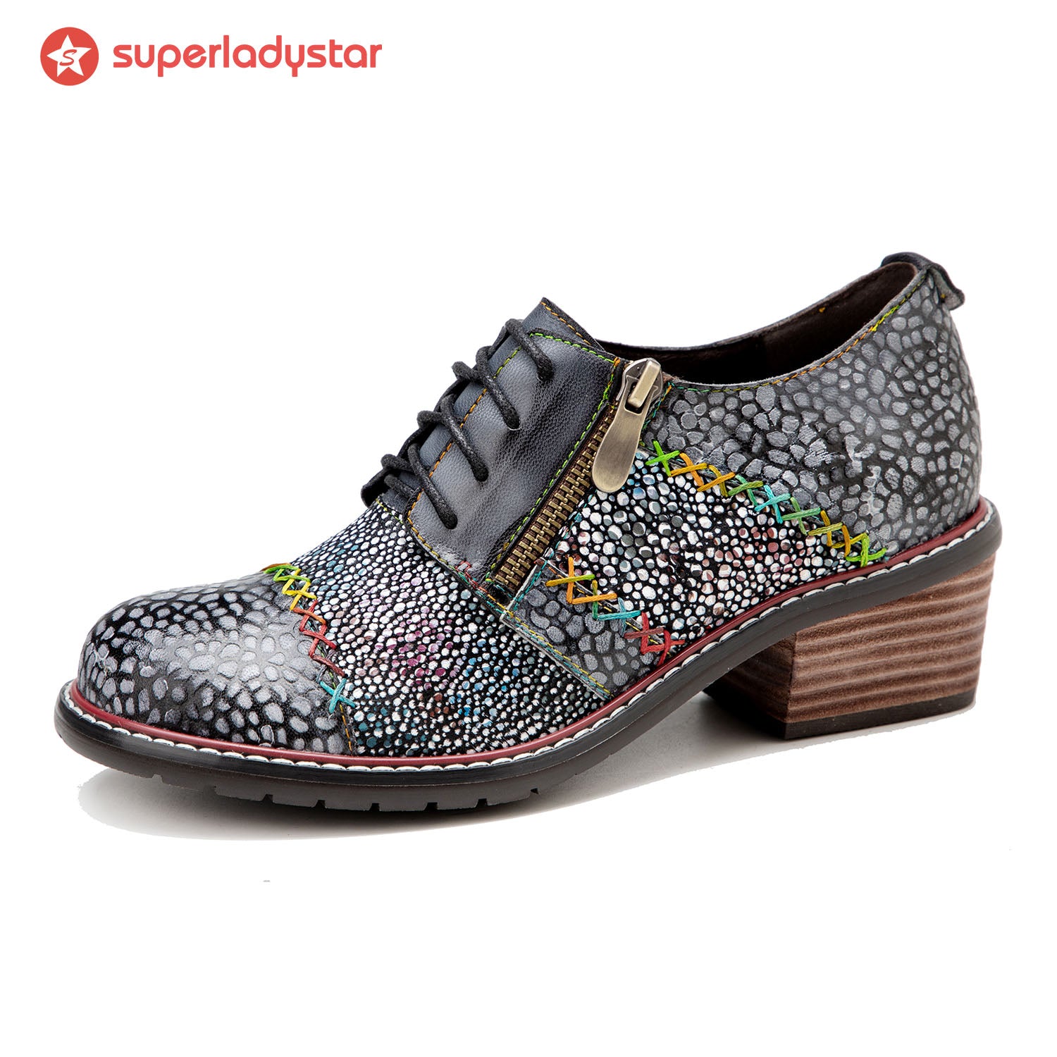 Sapatos planos de moda de couro feitos à mão vintage
