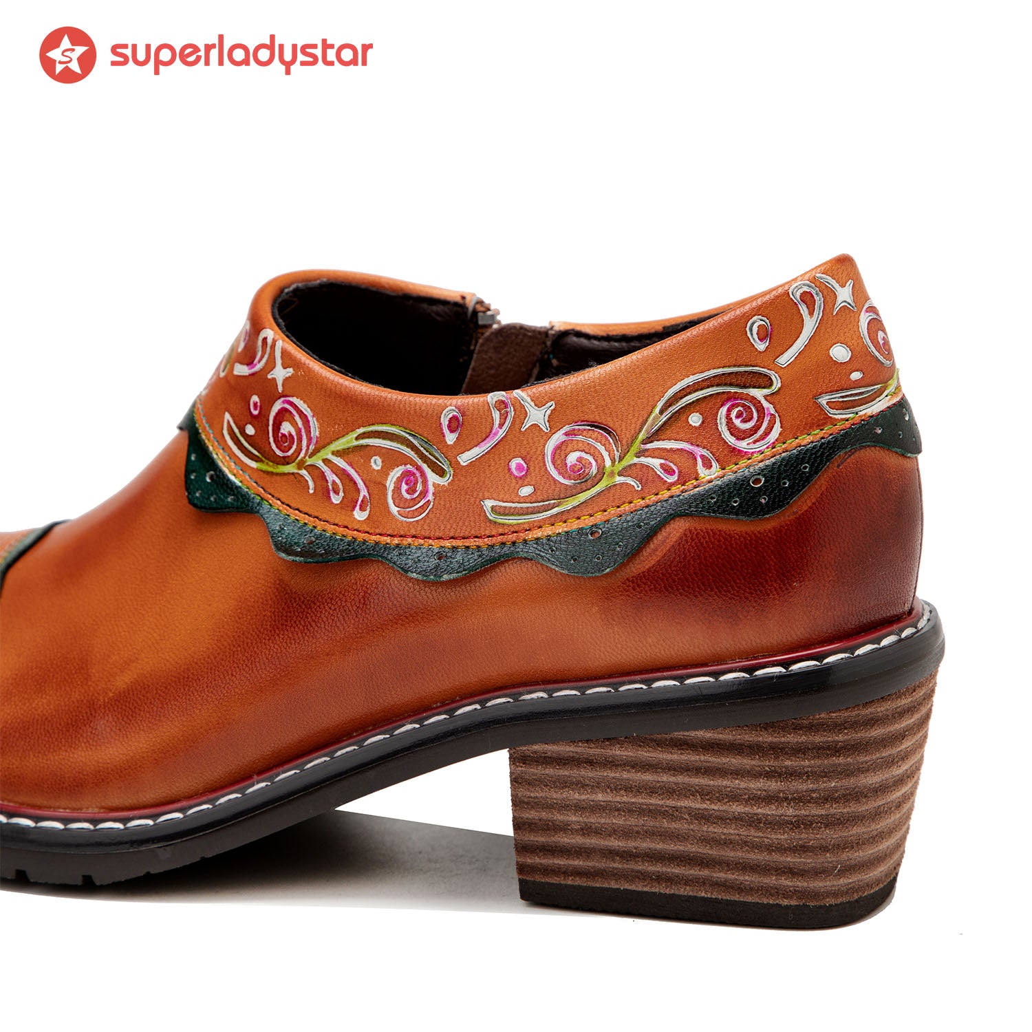 Sapatos planos de moda de couro feitos à mão vintage
