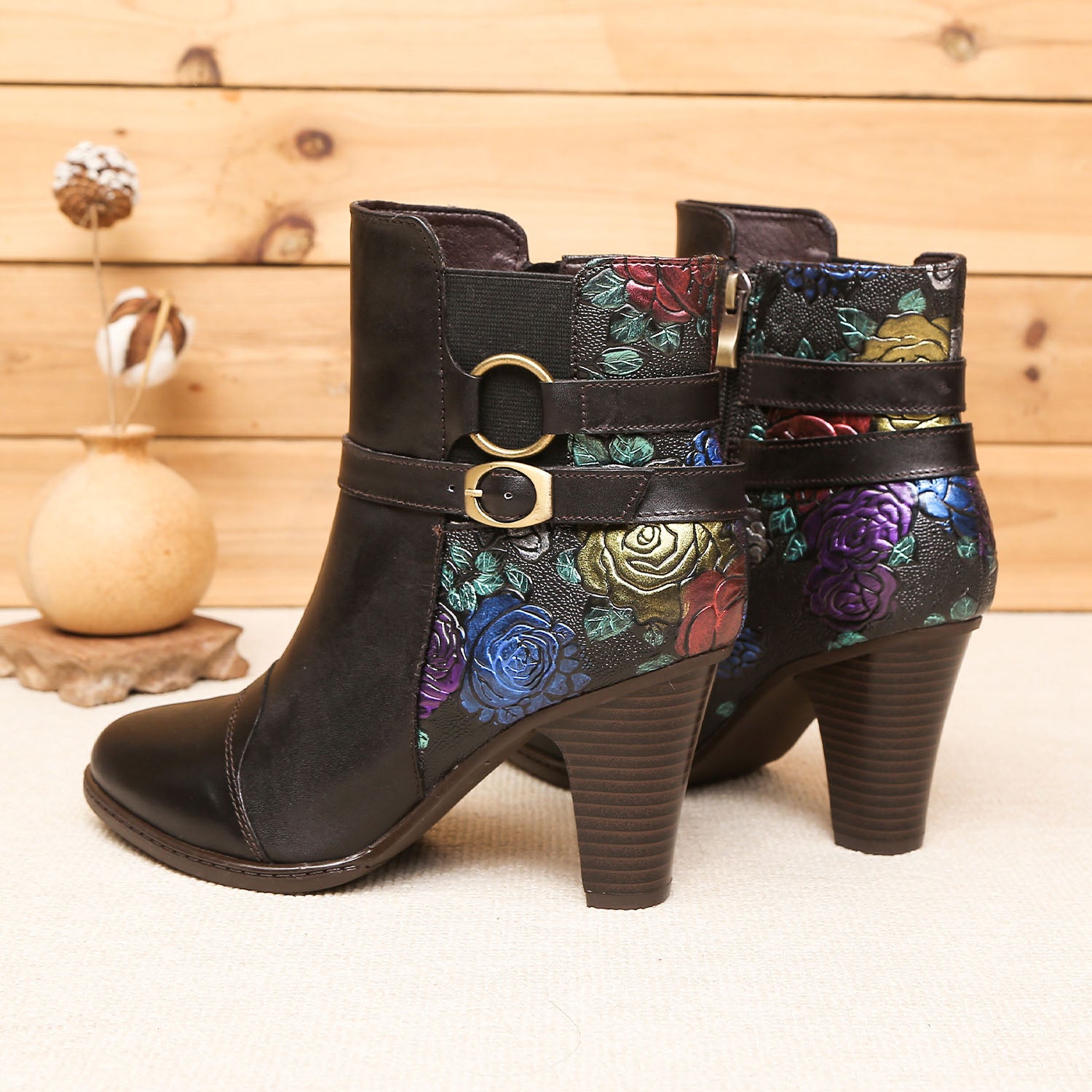 Botas de tornozelo ajustáveis feitas à mão feitas à mão