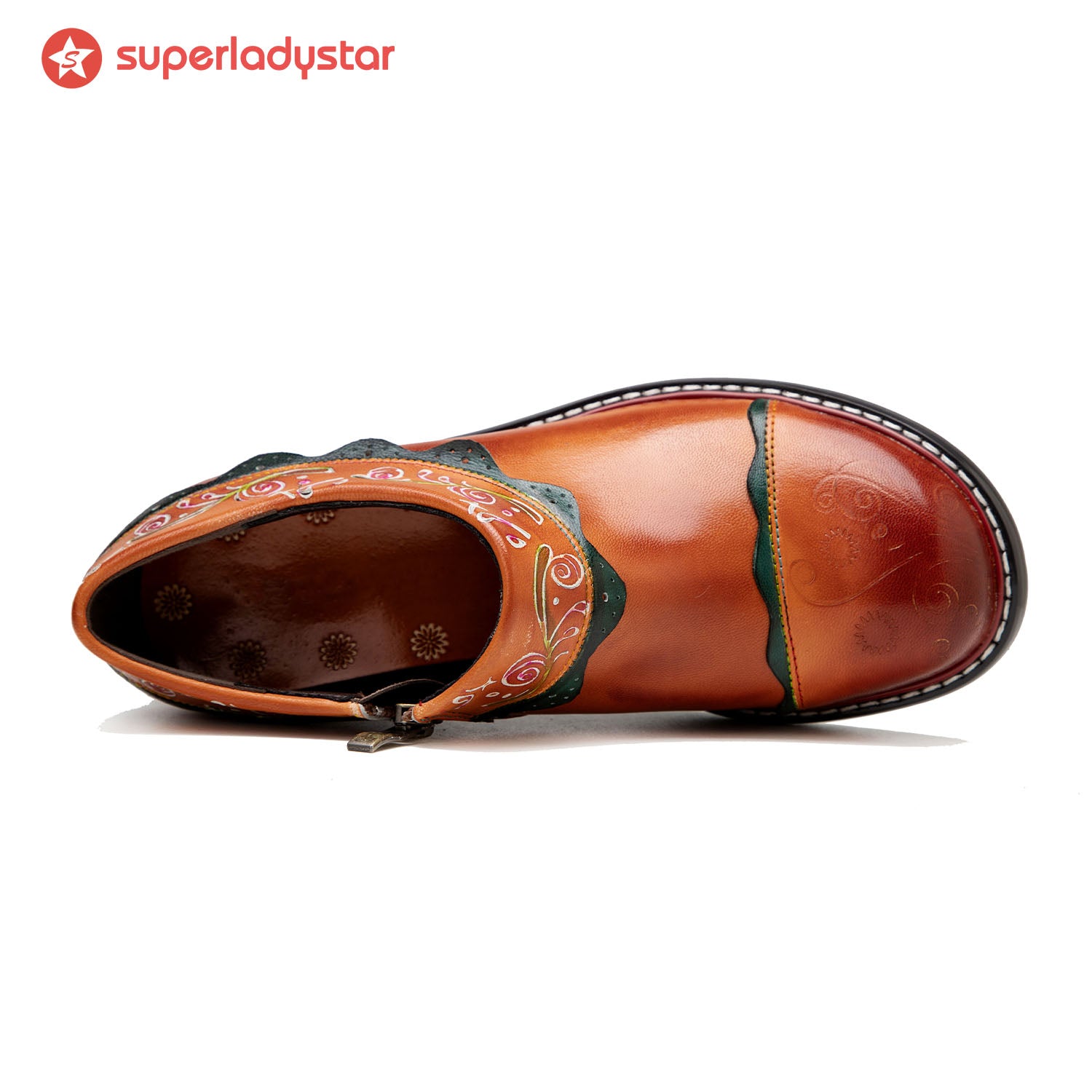 Sapatos planos de moda de couro feitos à mão vintage