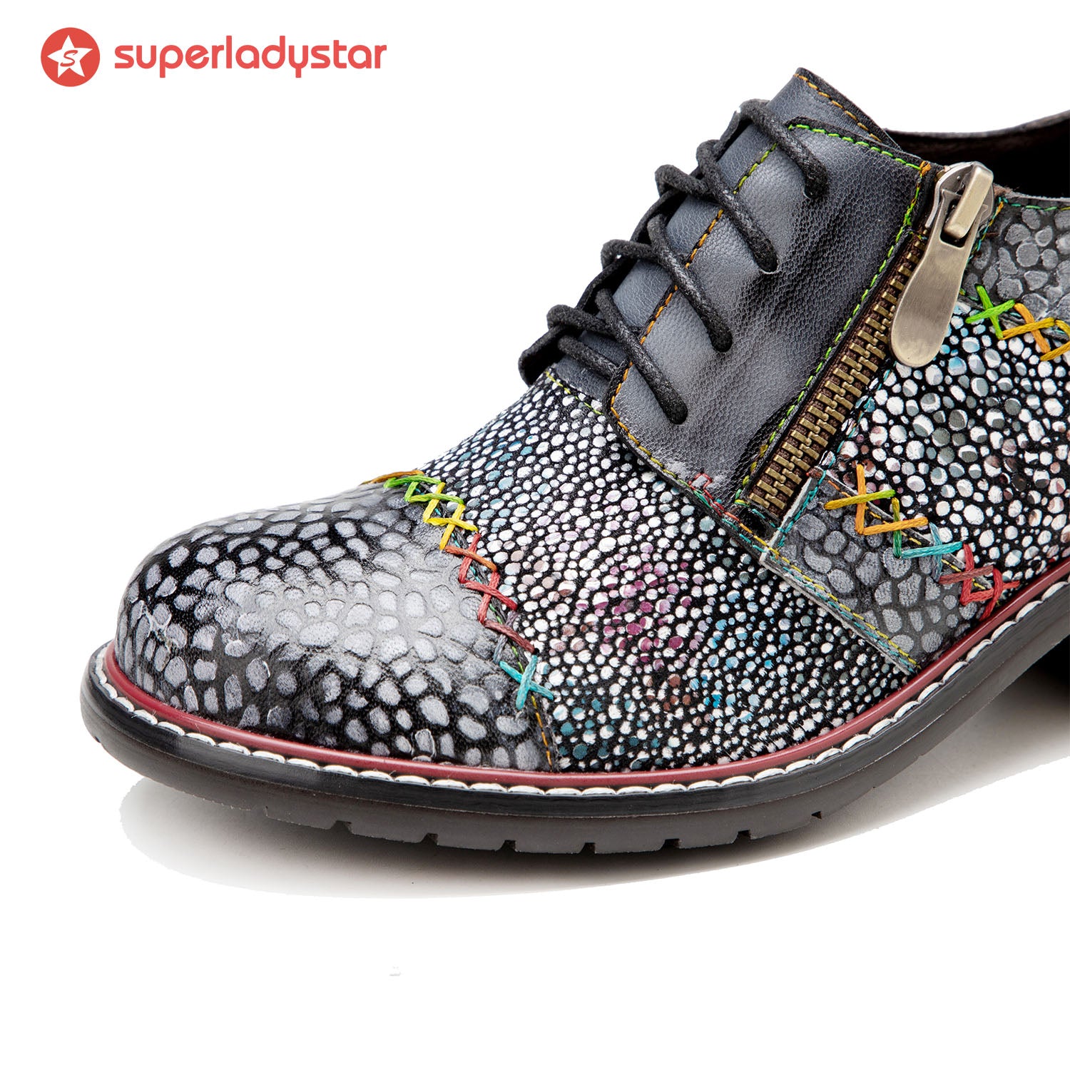 Sapatos planos de moda de couro feitos à mão vintage
