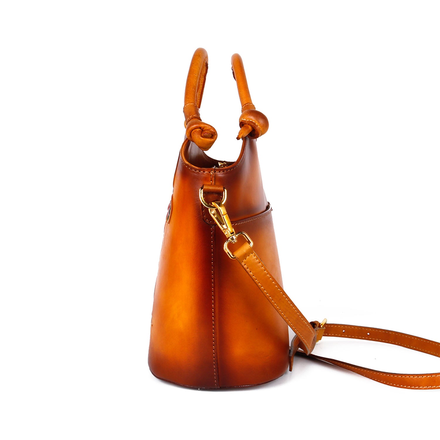 Vintage Embossed Floral Leather Fashion Bucket Bag
