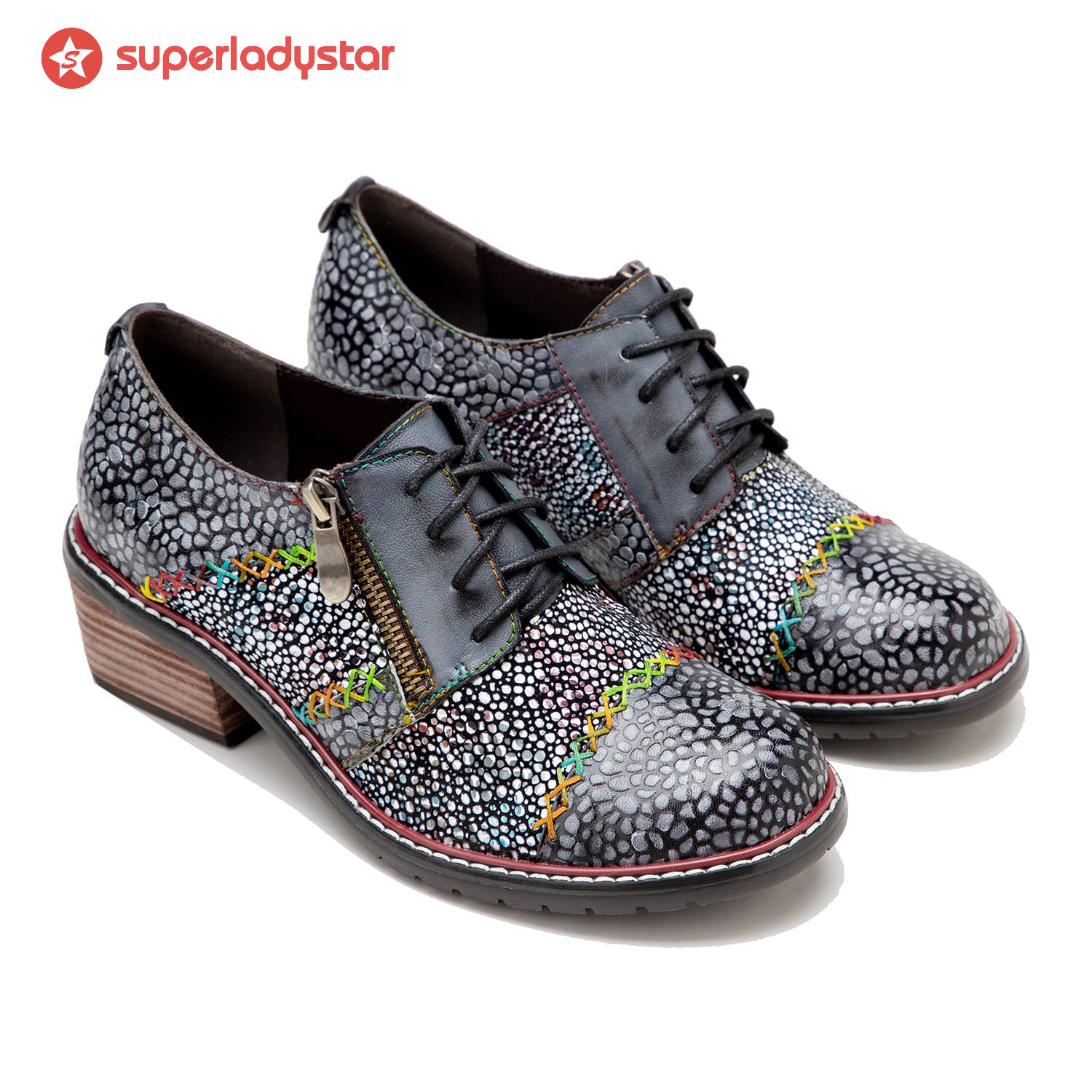 Sapatos planos de moda de couro feitos à mão vintage