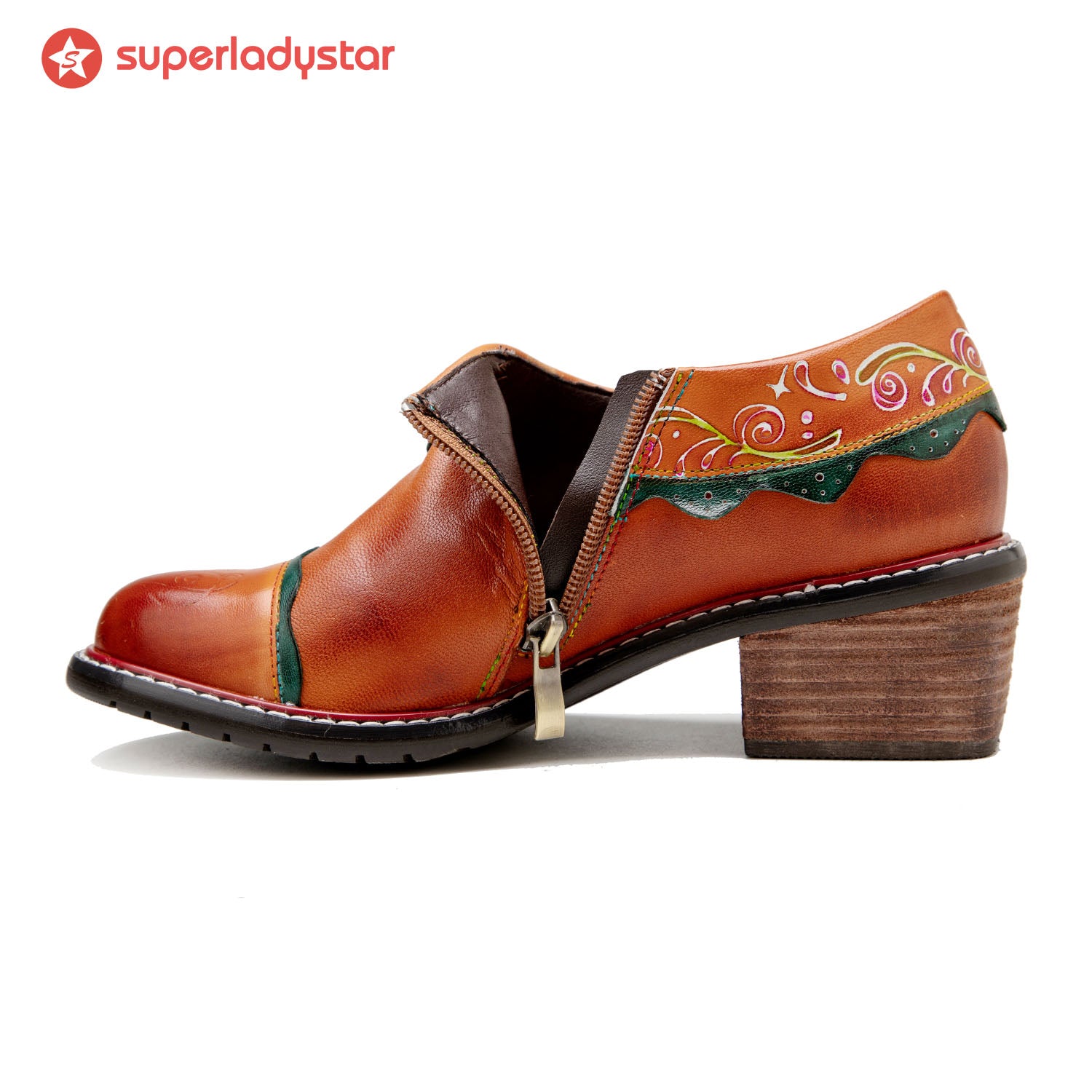 Sapatos planos de moda de couro feitos à mão vintage