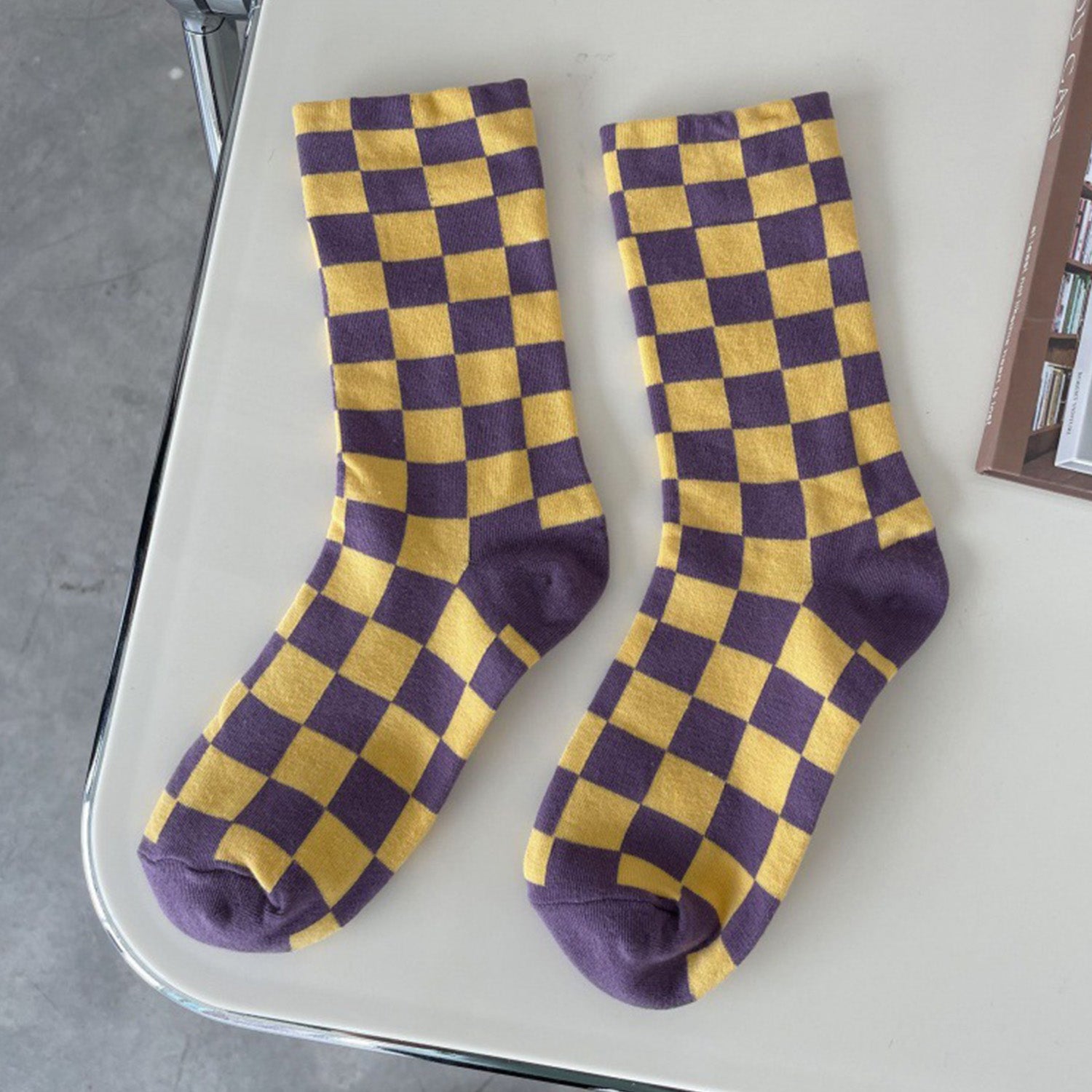 Classic Checkerboard Cotton Socks