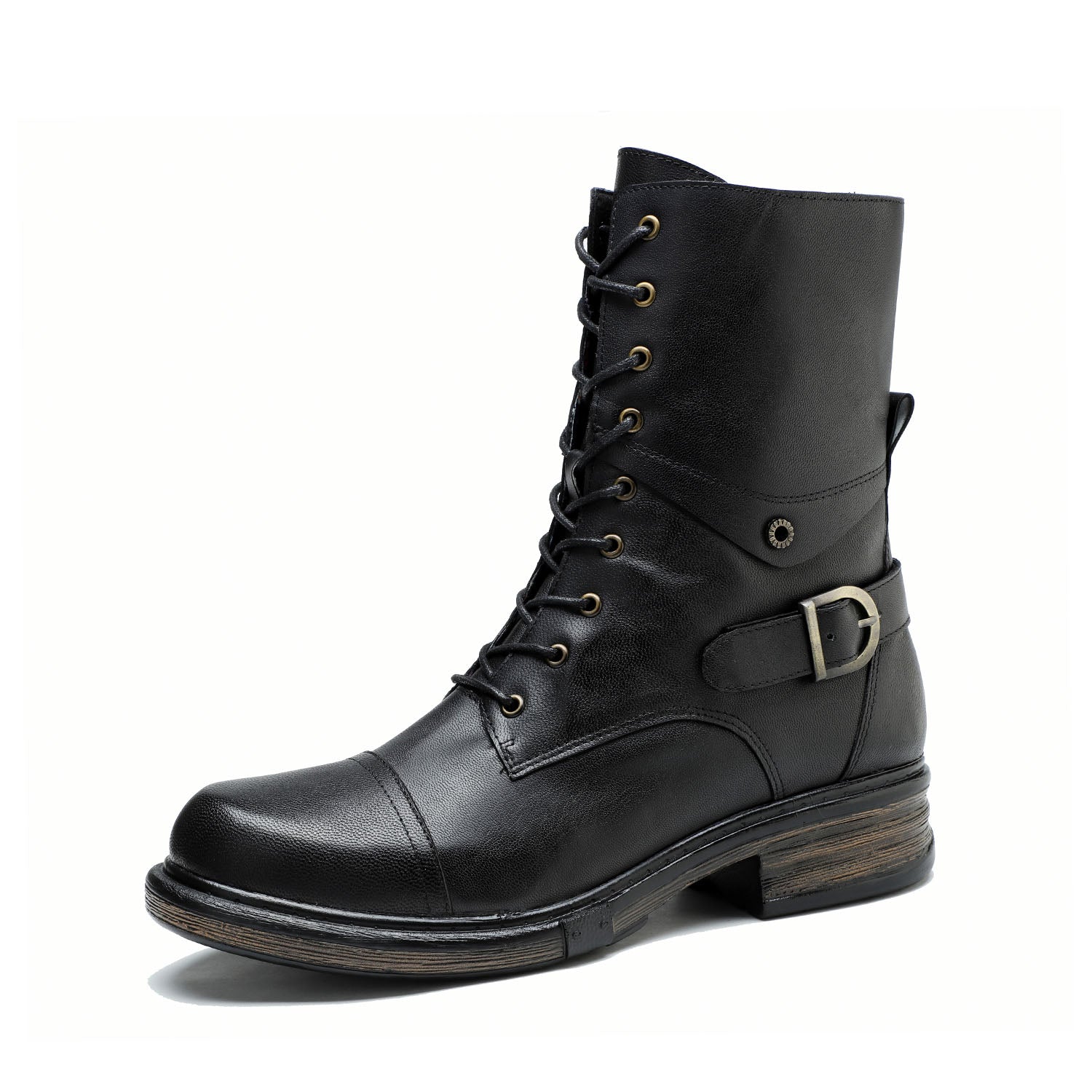 Comfortable Genuine Leather Boots With Laces And Inside Zippers