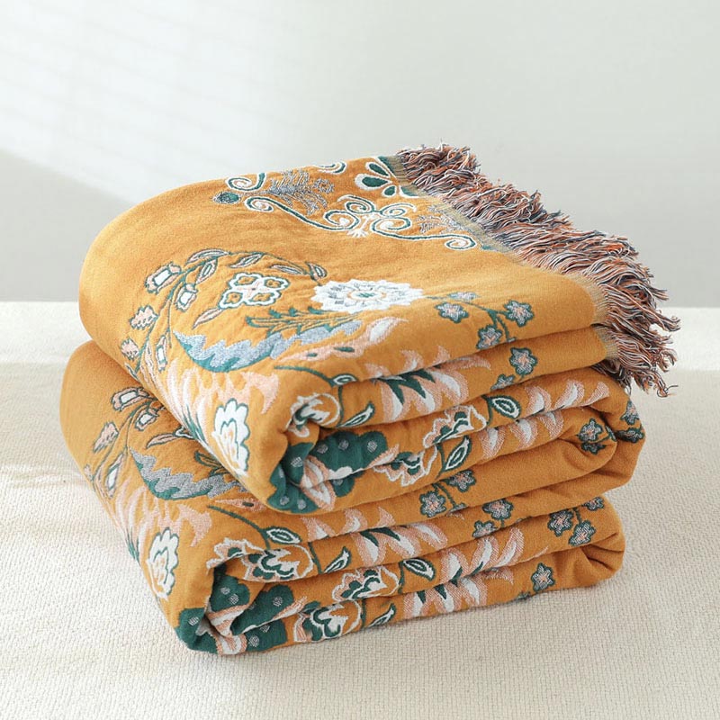 4 Layers Cotton Queen Bedcover Sofa Blanket