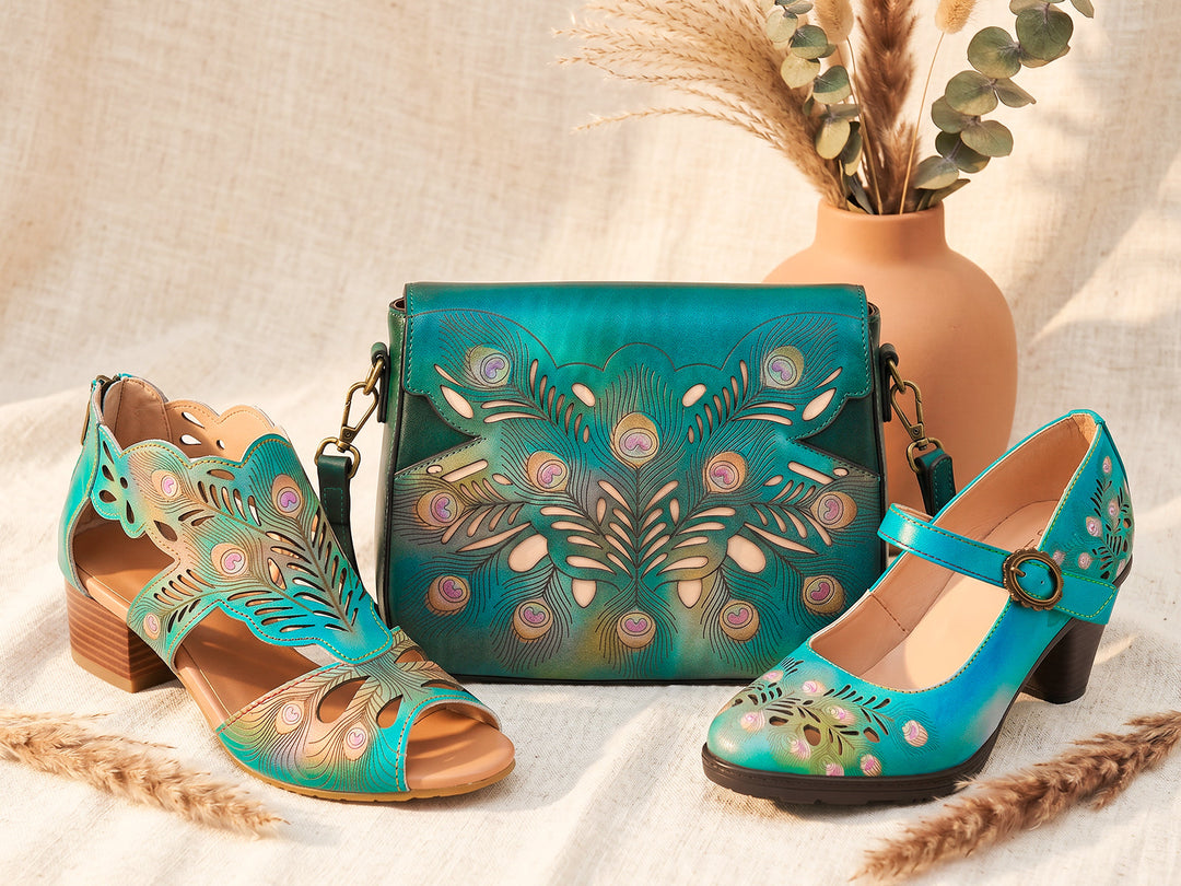 Peacock Leather Collection: Matching Shoes and Bags 