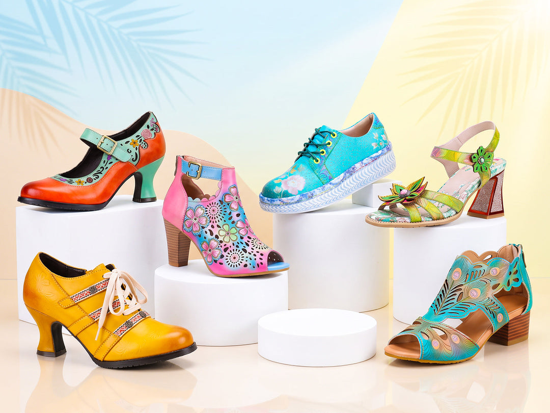 colorful shoes forming a summer palette