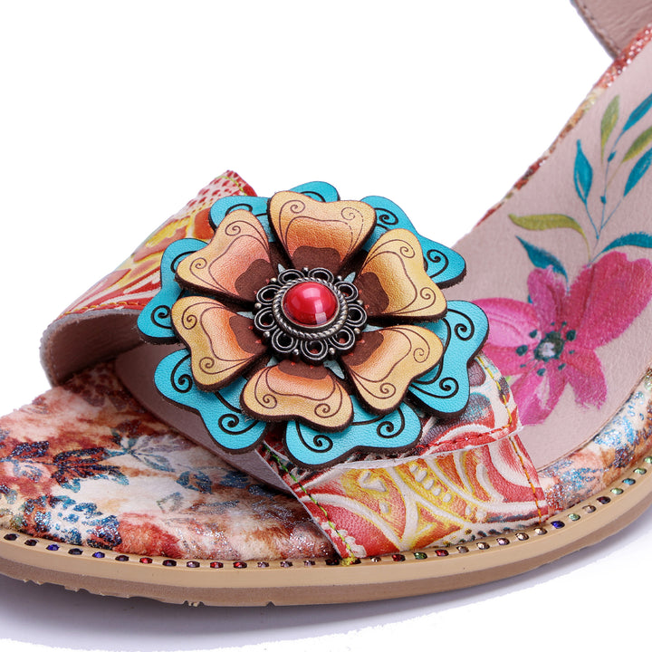 Floral Boho Open-Toe 3D Flower Sandals