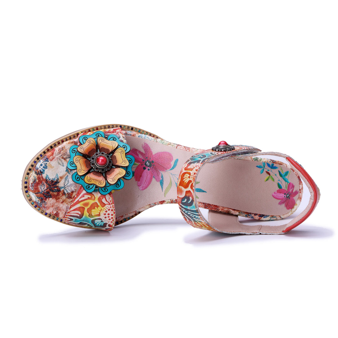 Floral Boho Open-Toe 3D Flower Sandals