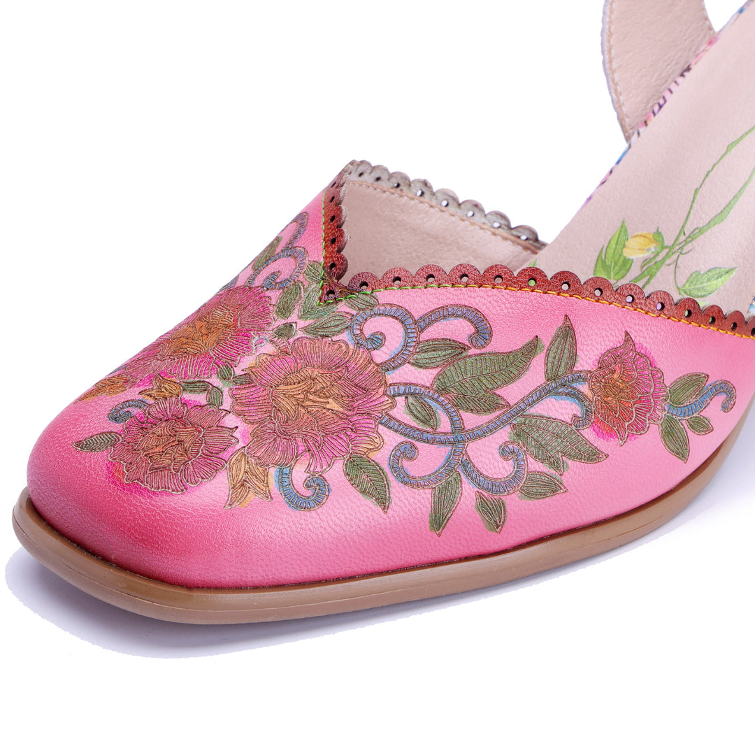 Pink Slingback Transparent Floral Sandals