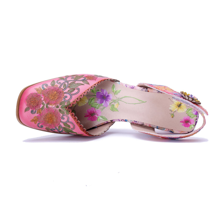 Pink Slingback Transparent Floral Sandals