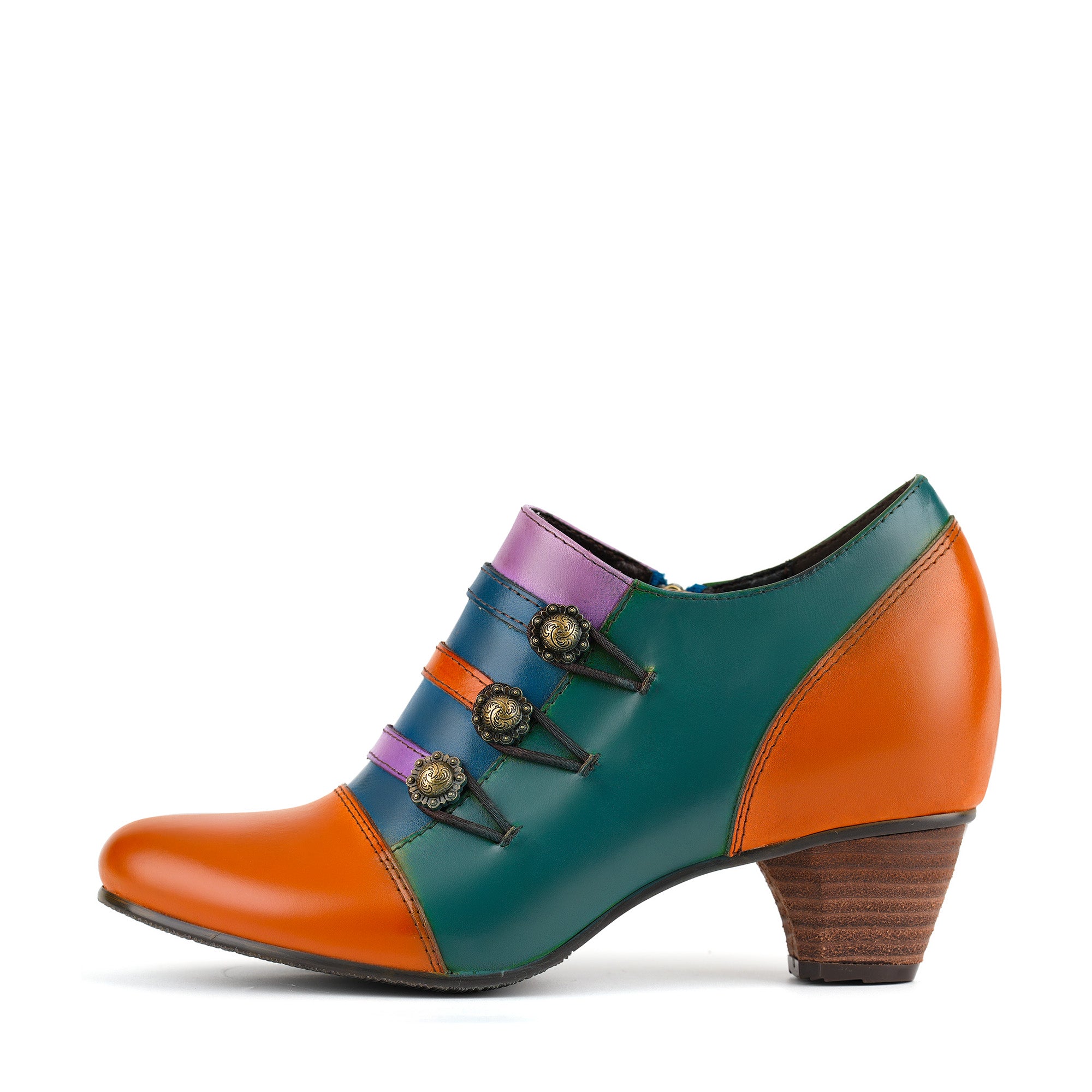 Colorblock Buttons Vintage Colorblock Decorative Buttons Pumps – superladystar