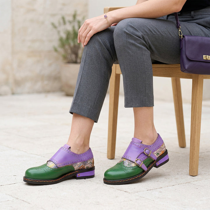 Colorblock Mary Jane Oxford Flat Shoes