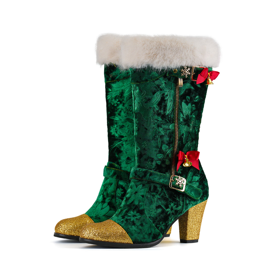 Christmas Charm Velvet Boots