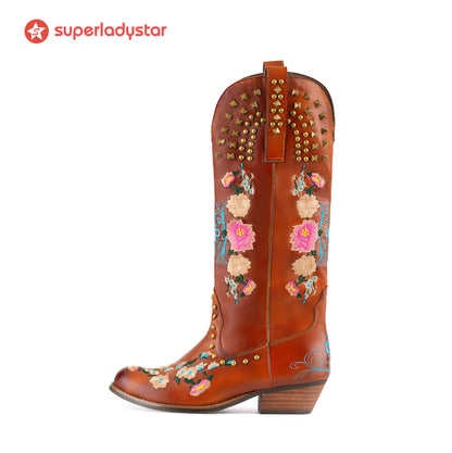 Wildflower Studded Leather Boots