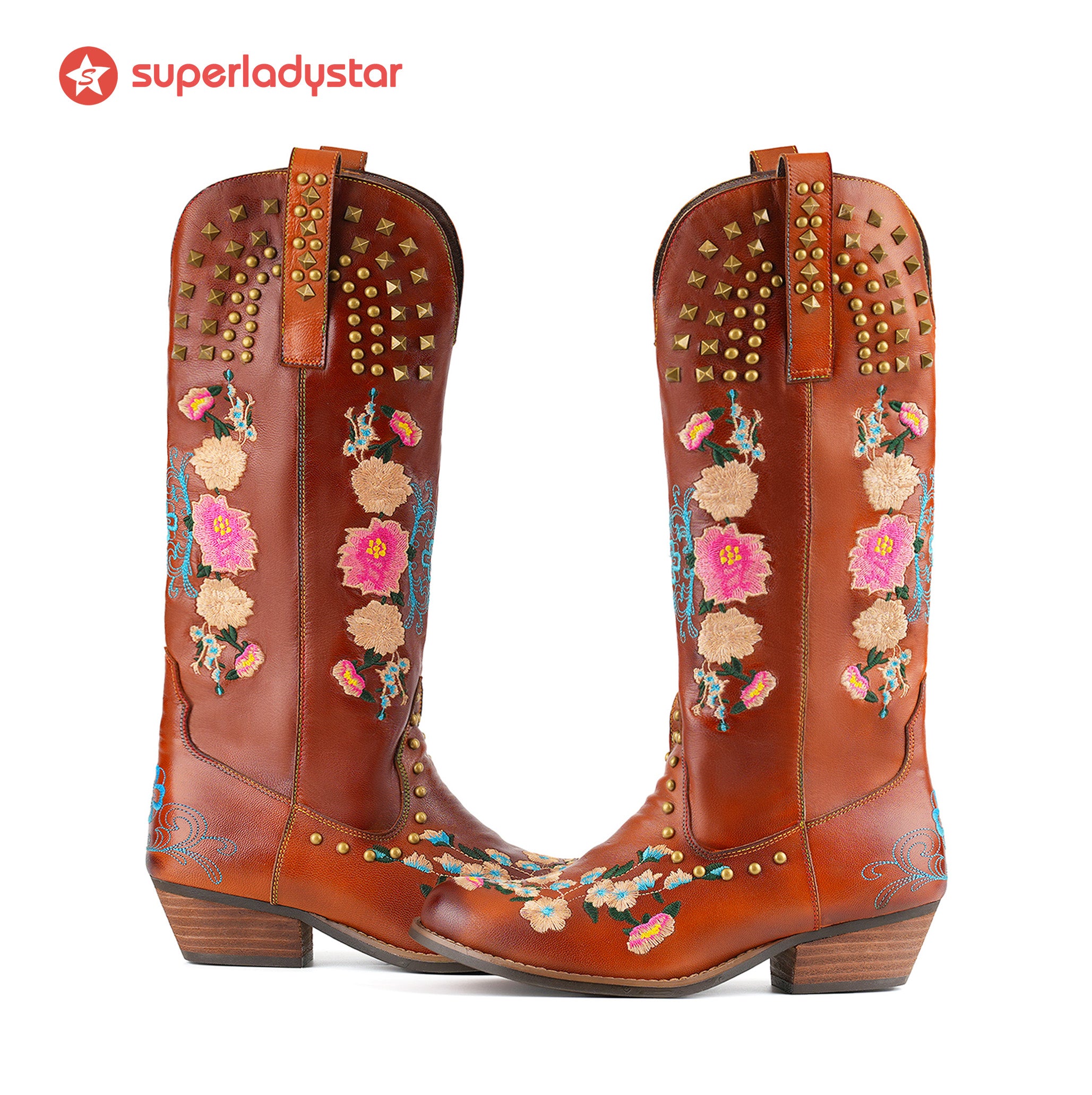 Wildflower Studded Leather Boots