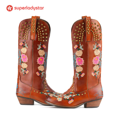 Wildflower Studded Leather Boots