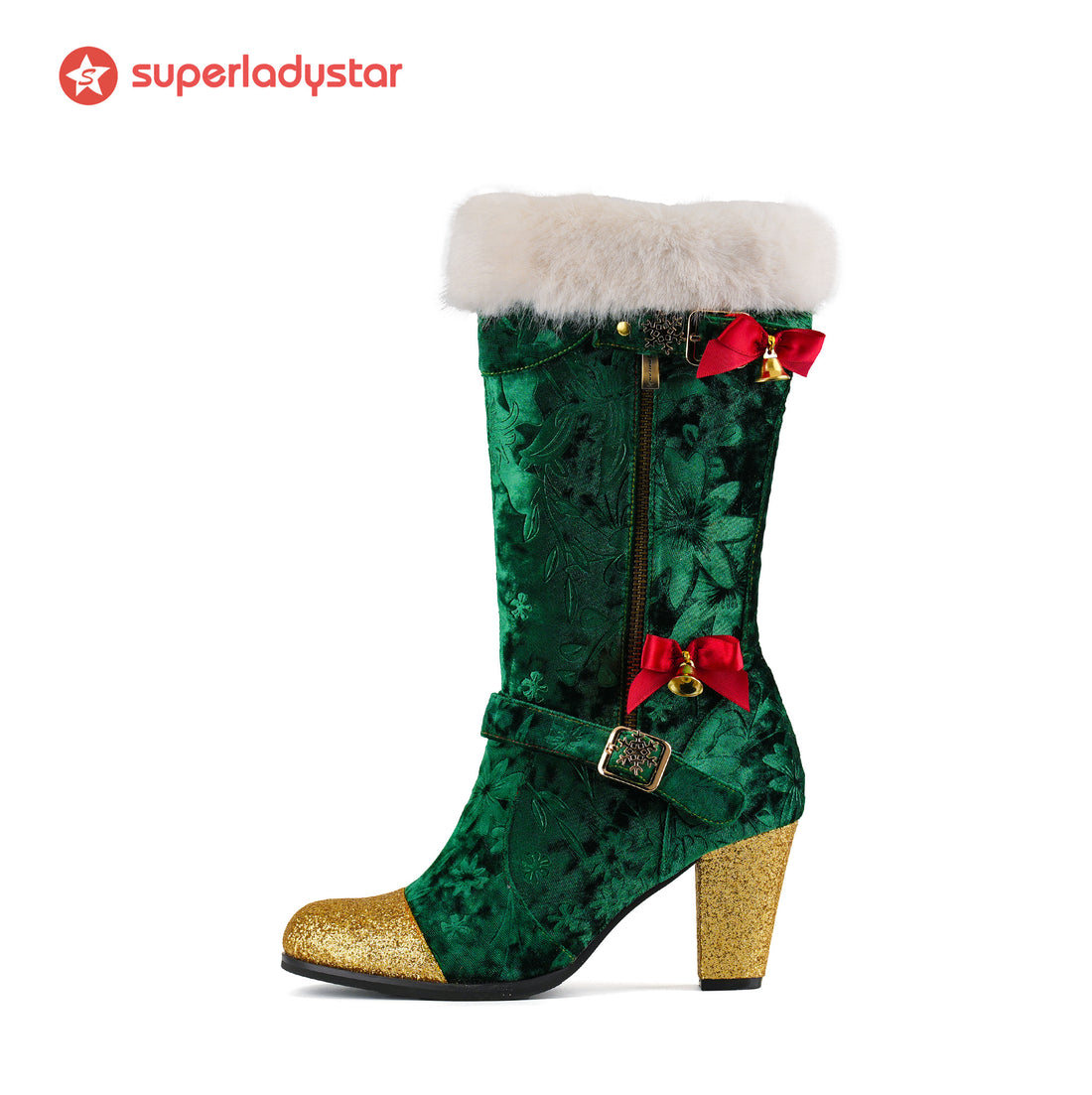 Christmas Charm Velvet Boots