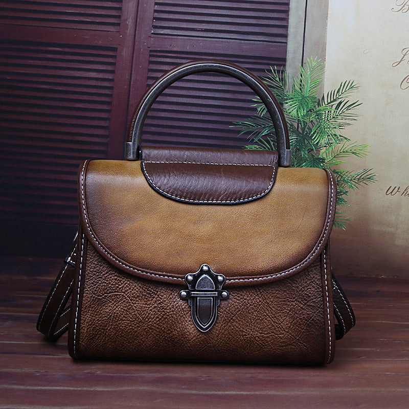 Vintage-Inspired Genuine Leather Crossbody Bag