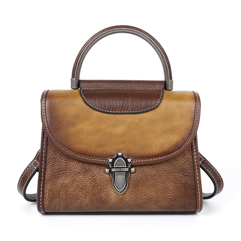 Vintage-Inspired Genuine Leather Crossbody Bag