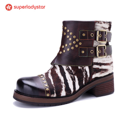 Wild Zebra Flat Ankle Boots