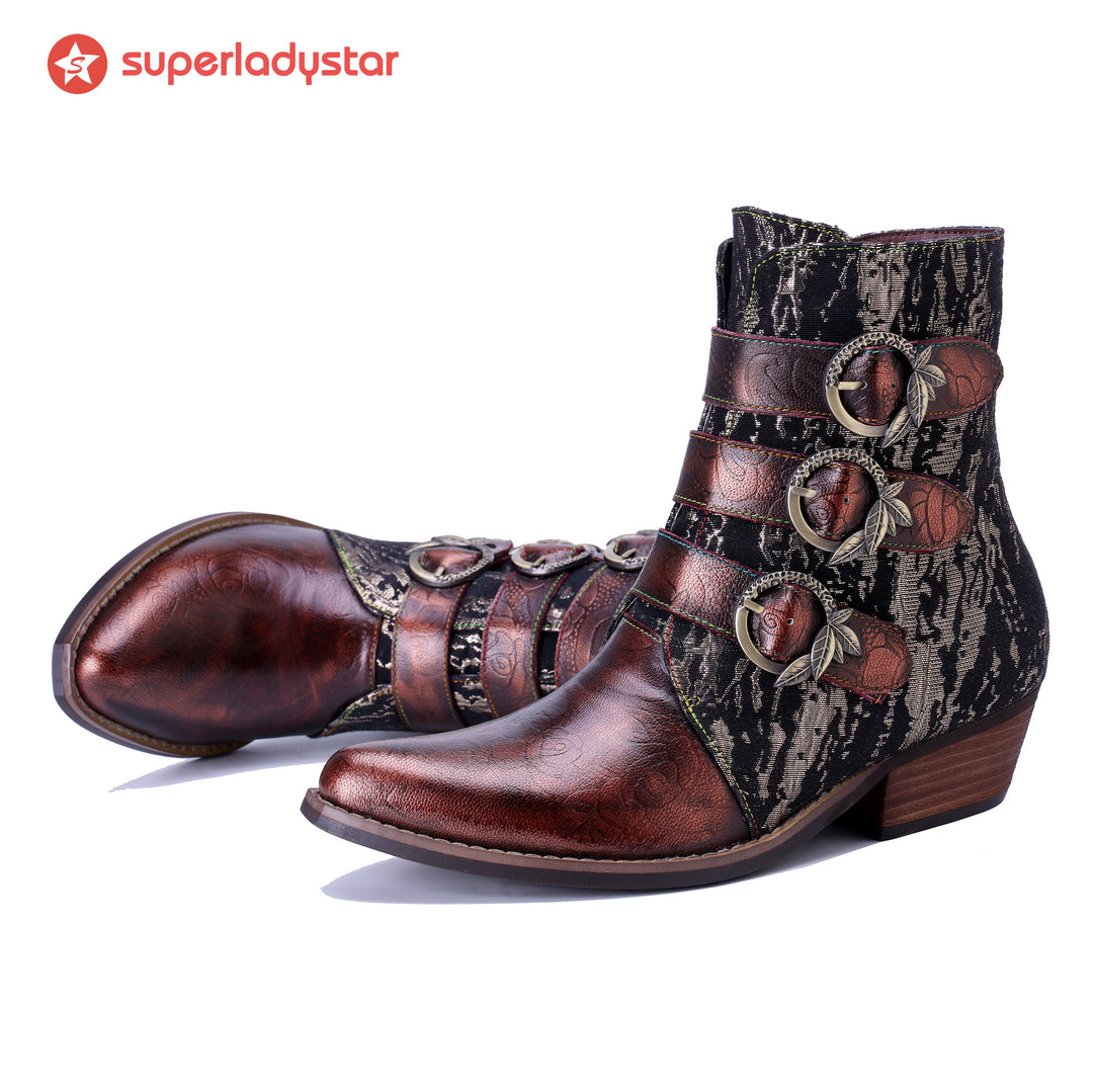 Stivali alla caviglia ribelle a tre cinghiali