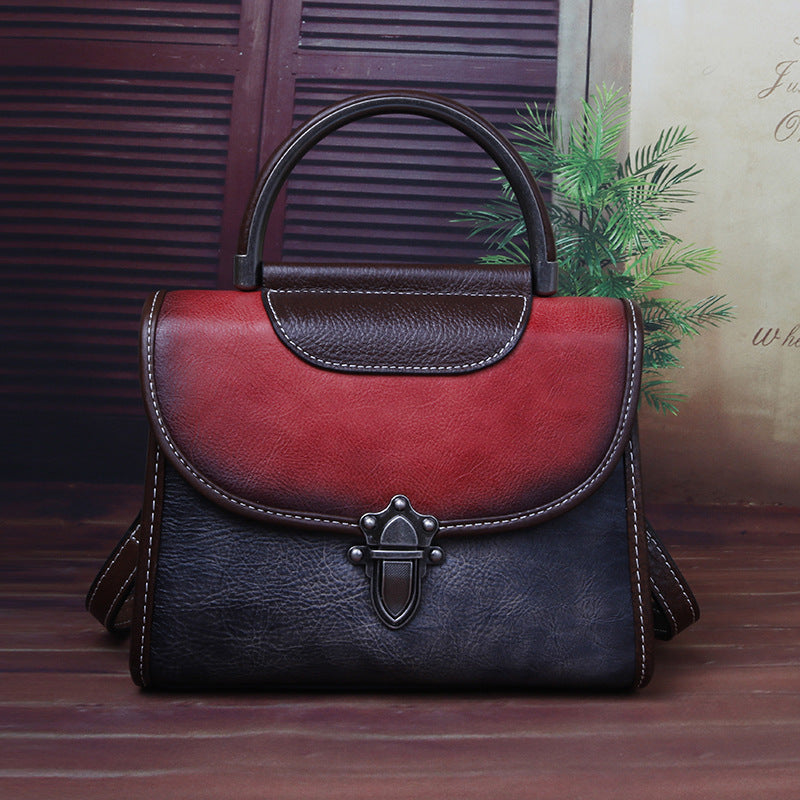 Vintage-Inspired Genuine Leather Crossbody Bag