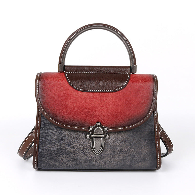 Vintage-Inspired Genuine Leather Crossbody Bag